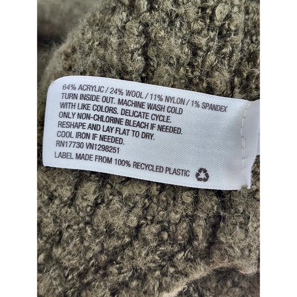 A New Day Wool Blend Fuzzy Green Hoodie Trendy Gorpcore Y2K Sweater Size L A0018 - Picture 5 of 6